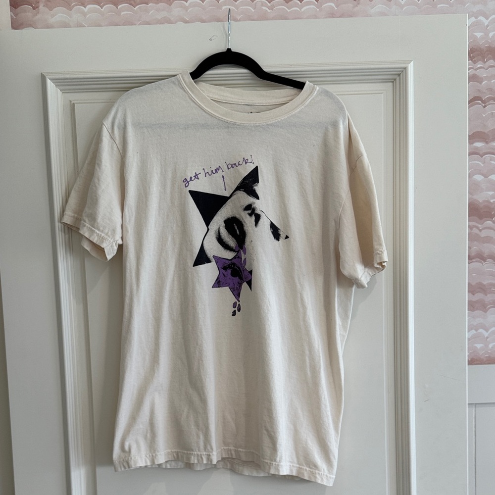 Graphic Tee with Purple and Black Design